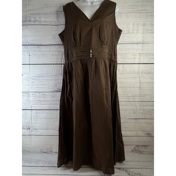 Vintage J Jill Maxi Dress Women 16T Cotton Brown Sleeveless Handmaid Peasant - Picture 1 of 16